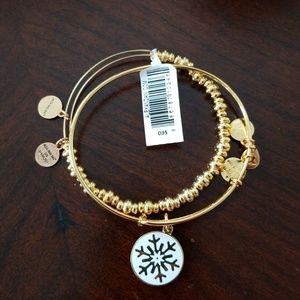 Alex and Ani gold snowflake bracelet set